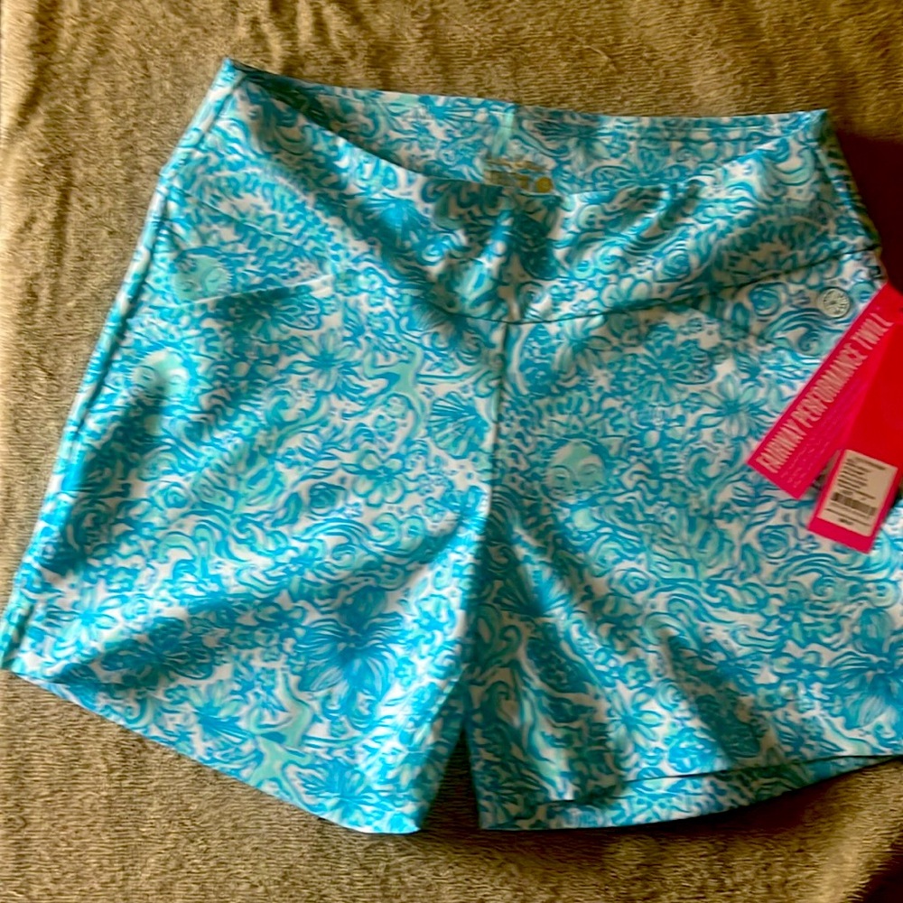 Lilly Pulitzer Blue Teal Floral Athletic Shorts